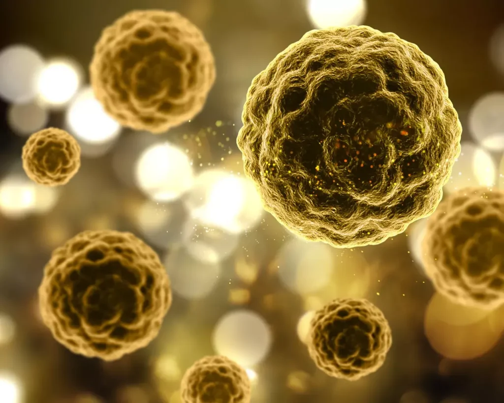 A close-up view of a T cell with a CAR (Chimeric Antigen Receptor) structure prominently displayed on its surface. The cell is shown in a dynamic, three-dimensional perspective, bathed in a warm, golden light that emanates from the background. The CAR structure is meticulously detailed, showcasing the intricate receptor domains that allow the T cell to recognize and bind to specific tumor antigens. The overall atmosphere conveys a sense of scientific innovation and the revolutionary potential of this cutting-edge cancer therapy.