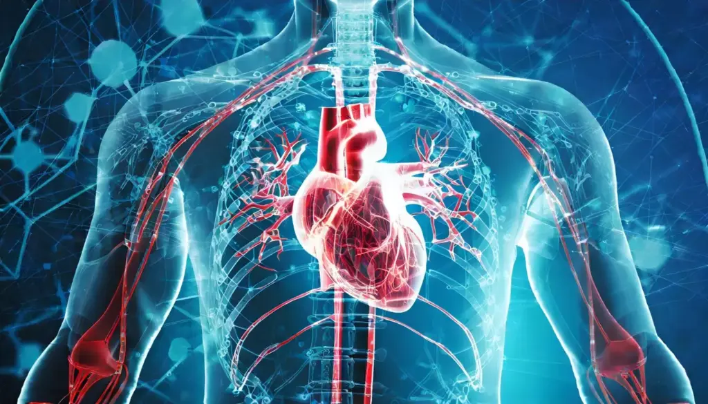 A detailed illustration of blood pressure regulation, showcasing the intricate mechanisms that control the circulatory system. In the foreground, a cross-section of the human body reveals the heart, arteries, and veins, with vibrant colors representing the flow of oxygenated and deoxygenated blood. The middle ground features a network of sensors and control centers, such as the baroreceptors and the vasomotor center in the brainstem, responsible for monitoring and adjusting blood pressure. In the background, a subtle landscape of the cardiovascular system, with branching vessels and the lungs, creating a sense of depth and interconnectedness. The scene is illuminated by a warm, soft light, conveying the delicate balance and importance of this vital physiological process.