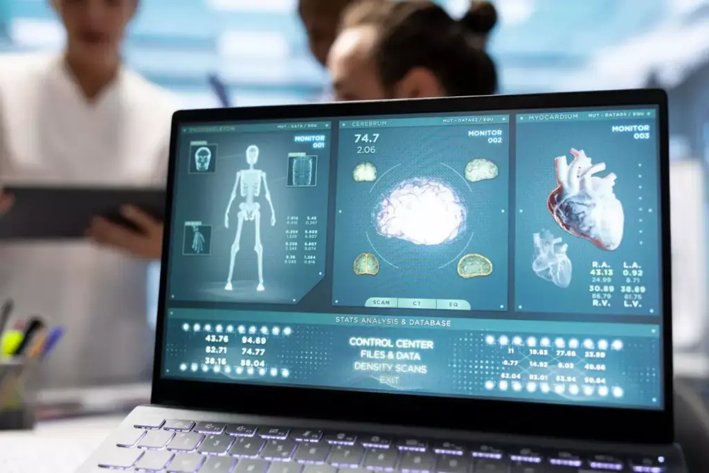A detailed medical timeline illustrating the critical steps of heart attack treatment. The foreground depicts an electrocardiogram display, highlighting the urgency of the situation. The middle ground showcases a sequence of procedures, from emergency transport to catheterization and stent implantation, all rendered in a realistic, technical style. The background features a subtly lit hospital environment, conveying a sense of professionalism and expertise. The lighting is clean and directional, creating depth and emphasizing the medical equipment. The overall tone is one of precision, urgency, and the race against time to save a life.
