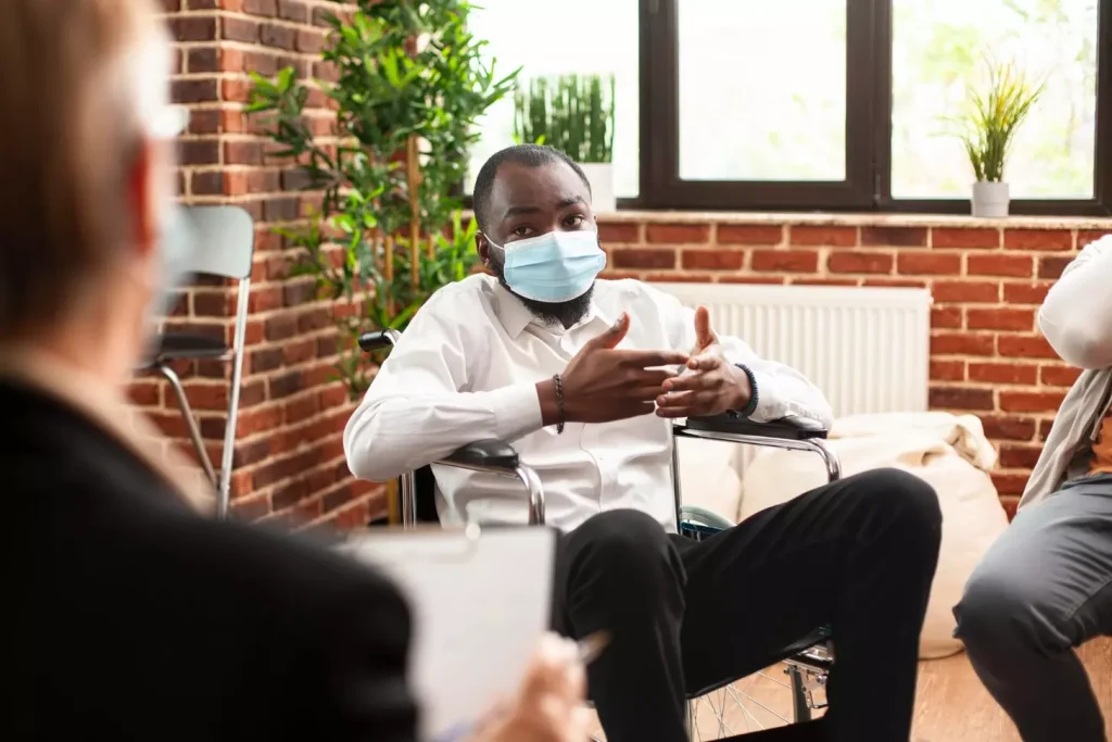 A doctor talking to a patient