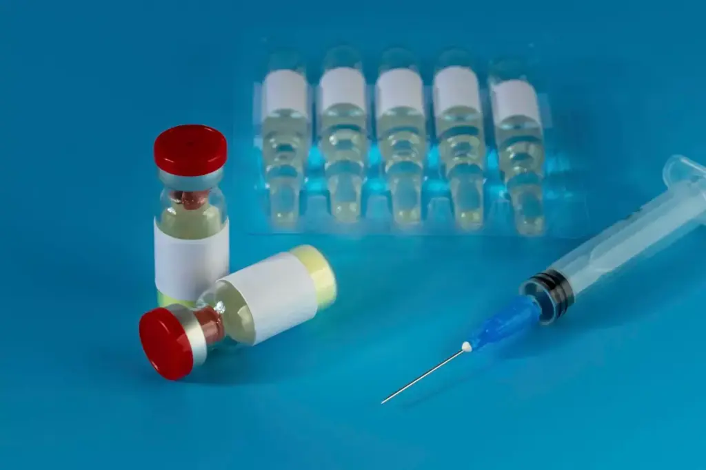 A highly detailed, photorealistic medical illustration depicting the key factors that influence the duration of chemotherapy treatment. In the foreground, a series of labeled vials and syringes represent the various chemotherapeutic agents and their administration schedules. The middle ground showcases a stylized human figure, with semi-transparent overlays highlighting factors such as cancer stage, patient age, and overall health status. The background features a subtle grid-like pattern, conveying the complex, data-driven nature of determining chemo duration. The lighting is soft and directional, casting gentle shadows to enhance the three-dimensional, clinical feel. The overall mood is one of informative clarity, guiding the viewer through the nuanced considerations that shape the chemotherapy timeline.