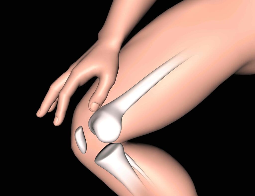 A medical illustration depicting various bone-on-bone knee pain treatment options