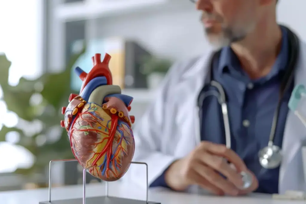 A medical-style illustration of the "MI" abbreviation. Centered on a clean white background, the letters "MI" are prominently displayed in a bold, sans-serif font. The letters are rendered in a neutral gray tone, conveying a sense of clinical authority and precision. The image has a minimal, streamlined aesthetic, with no distracting elements or backgrounds. Lighting is soft and diffused, creating an even, professional-looking presentation. The overall mood is one of clarity, simplicity, and medical/scientific credibility, suitable for use in an educational article about the meaning of this common medical abbreviation.