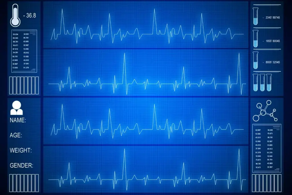 Atrial fibrillation incidence: a visually striking depiction of the high prevalence of this cardiac condition. In the foreground, a detailed electrocardiogram trace showcases the irregular heart rhythm characteristic of atrial fibrillation. The middle ground features a stylized human heart, its chambers and valves rendered in intricate detail. Overlaying this, a series of bar graphs and statistical charts illustrate the alarmingly high incidence of atrial fibrillation, especially among patients recovering from cardiac surgery. The background is bathed in a warm, medical palette of blues and grays, conveying the gravity and importance of this common post-operative complication. Crisp lighting and a shallow depth of field draw the viewer's attention to the key visual elements, underscoring the clinical significance of this condition.