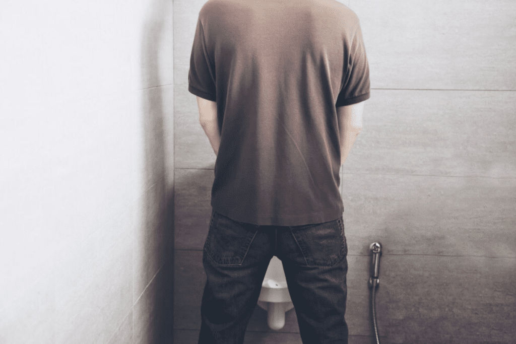 Fundamental Question: Is Sitting Down Better for Prostate Health? man peeing